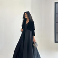 عباية قماش كريب مع مخمل ناعم + طرحة