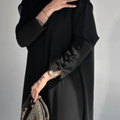عباية كريب سادة + طرحة